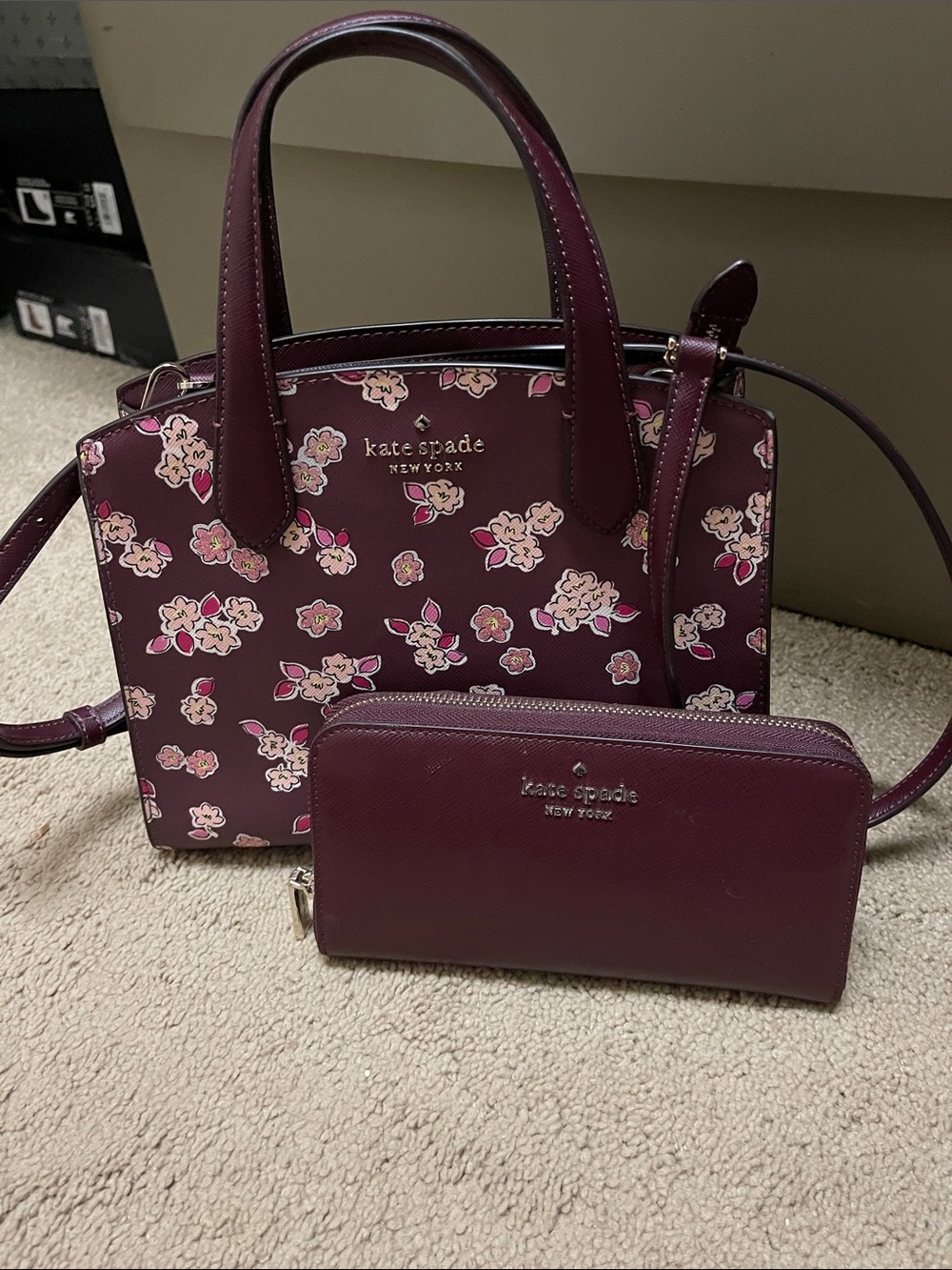kate spade Plum Floral Satchel and Wallet Set - Picture 1 of 2